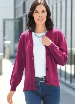 Clearance BADER Strickjacke mit flauschig weichem Griff MAGENTA MELIERT