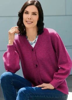 Clearance BADER Strickjacke mit flauschig weichem Griff MAGENTA MELIERT