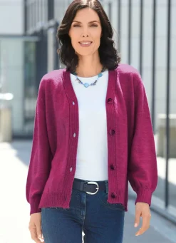Clearance BADER Strickjacke mit flauschig weichem Griff MAGENTA MELIERT