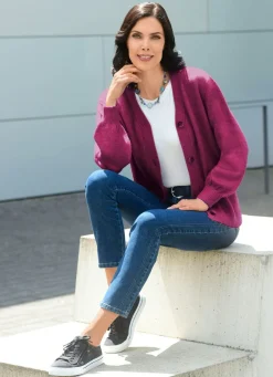 Clearance BADER Strickjacke mit flauschig weichem Griff MAGENTA MELIERT