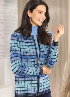 Online BADER Strickjacke mit grafischem Muster BLEU-MARINE-MULTICOLOR
