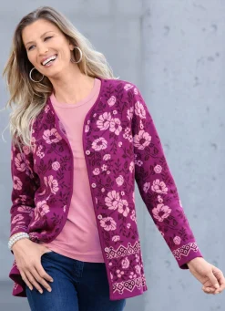 Outlet BADER Strickjacke mit Herzausschnitt FUCHSIA-ROSÉ-BORDEAUX