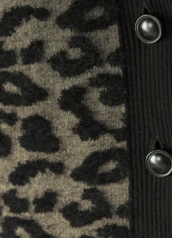 Clearance laurakent Strickjacke mit hochwertigem haarigem Effektgarn OLIV-SCHWARZ