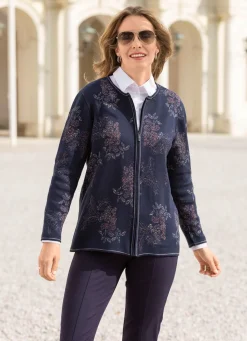 Discount BADER Strickjacke mit Jacquardmuster MARINE-MULTICOLOR