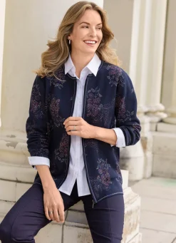 Discount BADER Strickjacke mit Jacquardmuster MARINE-MULTICOLOR