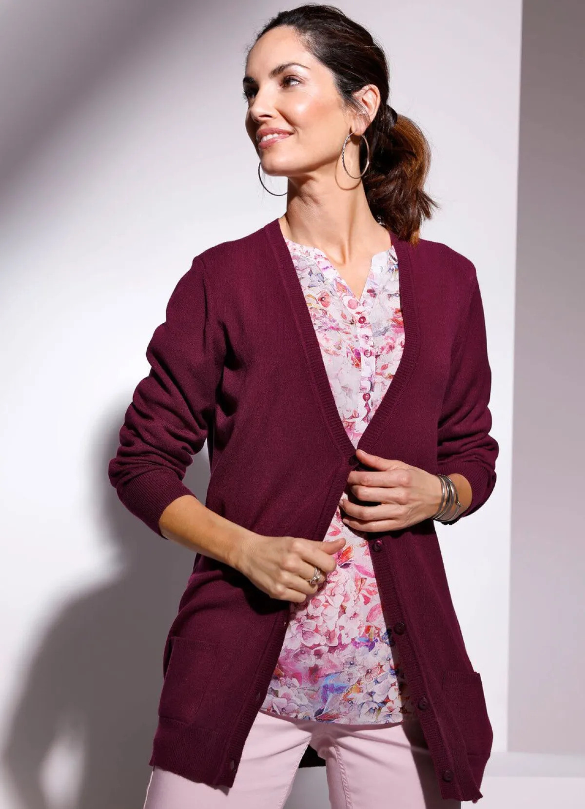Outlet BADER Strickjacke mit Modal BEERE