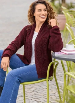 Online BADER Strickjacke mit Perlfangakzenten BORDEAUX