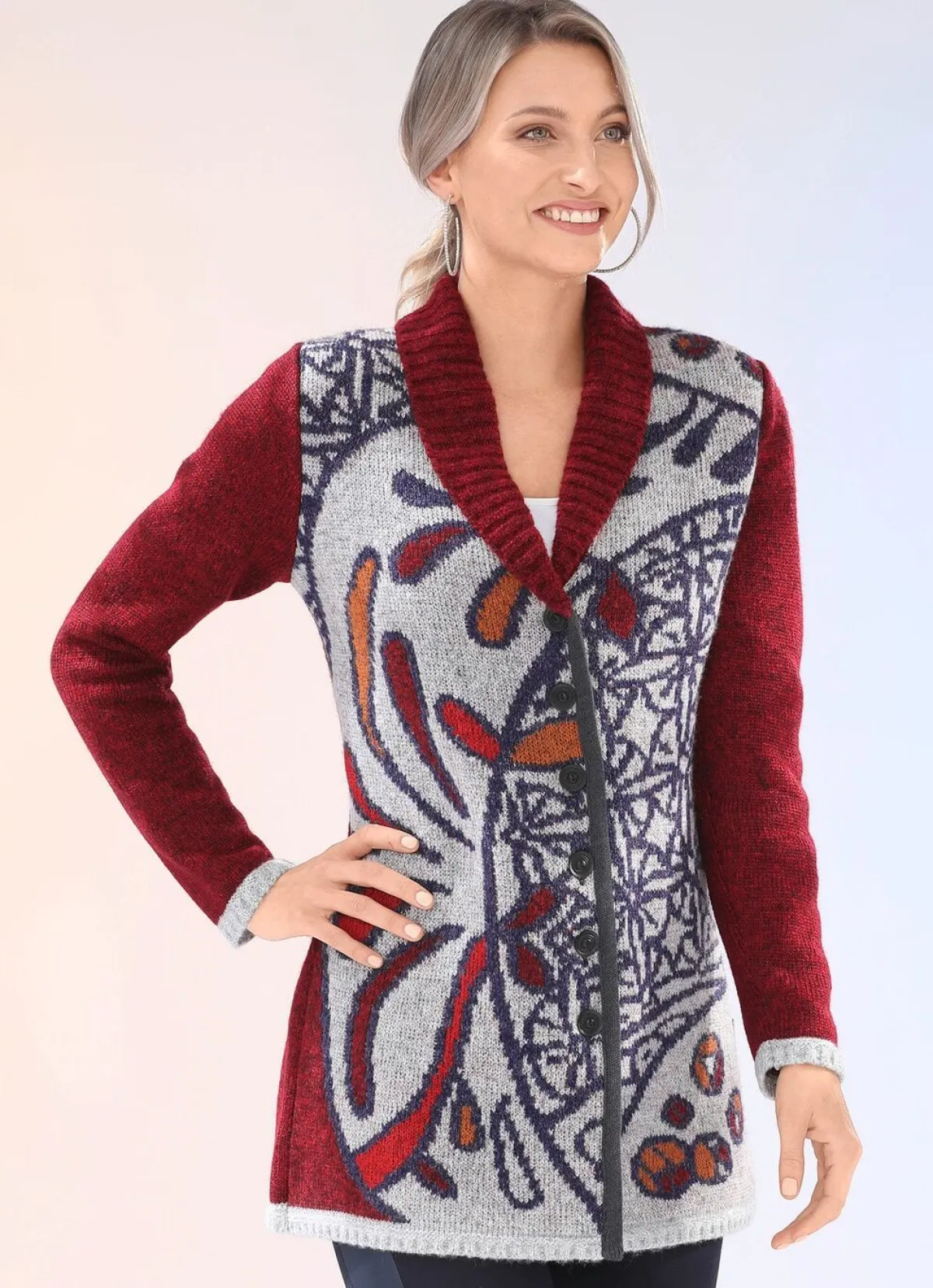 Hot BADER Strickjacke mit platziertem Jacquard-Dessin