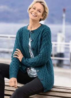 Best BADER Strickjacke mit Rautenstruktur PETROL