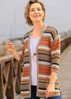 Clearance BADER Strickjacke mit recycelter Baumwolle OLIV-ORANGE-MULTICOLOR