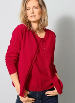 Hot BADER Strickjacke mit rundem Halsausschnitt ROT