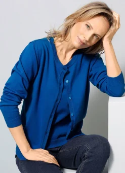 Hot BADER Strickjacke mit rundem Halsausschnitt ROYALBLAU