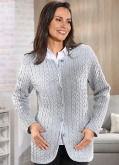 Outlet BADER Strickjacke mit Schurwolle GRAU