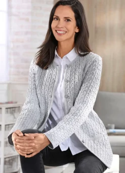 Outlet BADER Strickjacke mit Schurwolle GRAU