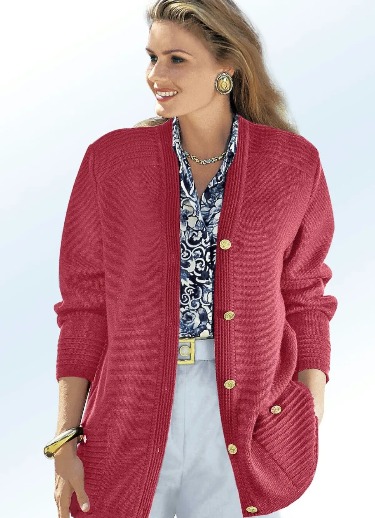 Clearance BADER Strickjacke mit Schurwolle ROT