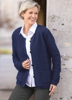Clearance BADER Strickjacke mit Struktur allover MARINE