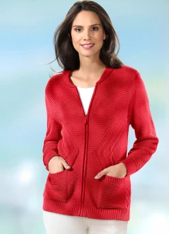 Hot BADER Strickjacke mit Strukturakzenten ROT