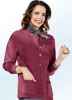 Discount BADER Strickjacke mit Strukturmix WEINROT