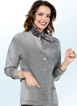 Sale BADER Strickjacke mit Strukturmix GRAU