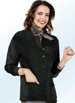 Clearance BADER Strickjacke mit Strukturmix SCHWARZ