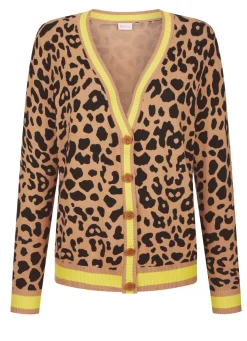 New BADER Strickjacke mit Tierfell-Optik CAMEL-SCHWARZ-LIMETTE