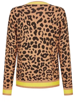 New BADER Strickjacke mit Tierfell-Optik CAMEL-SCHWARZ-LIMETTE