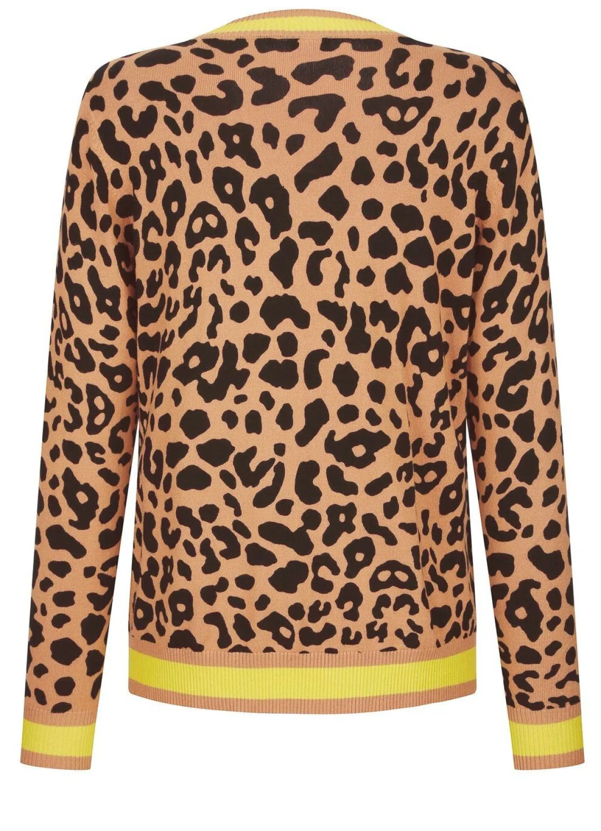 New BADER Strickjacke mit Tierfell-Optik CAMEL-SCHWARZ-LIMETTE