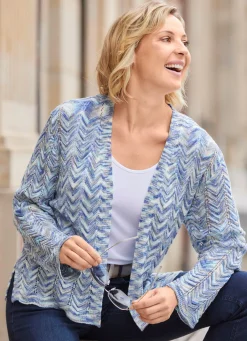 Sale BADER Strickjacke mit tollem Farbverlauf BLAU-MULTICOLOR