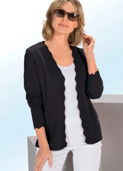 Best BADER Strickjacke mit Wellenabschlüssen SCHWARZ