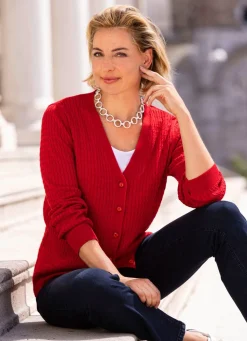 Best BADER Strickjacke mit Zöpfchendessin ROT