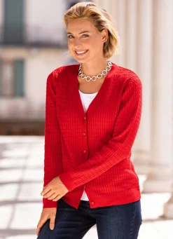 Best BADER Strickjacke mit Zöpfchendessin ROT