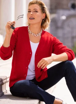 Best BADER Strickjacke mit Zöpfchendessin ROT