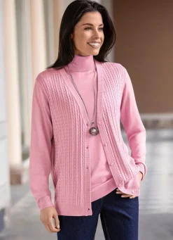 Sale BADER Strickjacke mit Zöpfchenstruktur ROSÉ