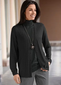 Hot BADER Strickjacke mit Zöpfchenstruktur SCHWARZ