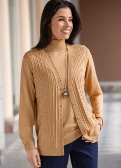 Clearance BADER Strickjacke mit Zöpfchenstruktur CAMEL