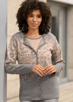 Outlet BADER Strick-Twinset in Jacquard-Dessin BEIGE-GRAU