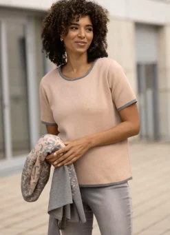 Outlet BADER Strick-Twinset in Jacquard-Dessin BEIGE-GRAU