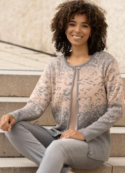 Outlet BADER Strick-Twinset in Jacquard-Dessin BEIGE-GRAU