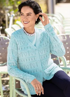 Hot BADER Strick-Twinset mit Ajourakzenten MINT