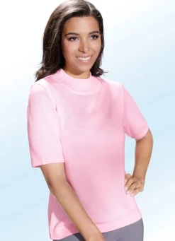 New BADER Strick-Twinset mit feinem Glanz GRAU-ZARTROSÉ
