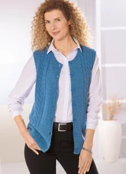 Best BADER Strickweste aus Melangegarn JEANSBLAU MELIERT