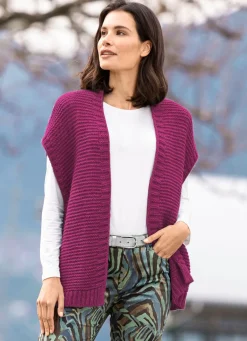 Sale BADER Strickweste mit Alpaka MAGENTA MELIERT