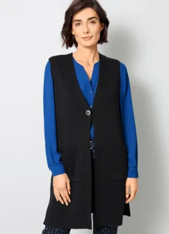 Best BADER Strickweste mit dekorativem Verschluss SCHWARZ