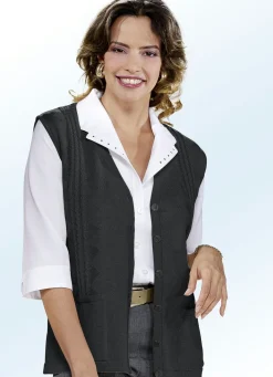 Clearance BADER Strickweste mit Zopfdessin SCHWARZ