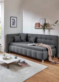Clearance BADER Studioliege mit Kissen und Bettkasten GRAU