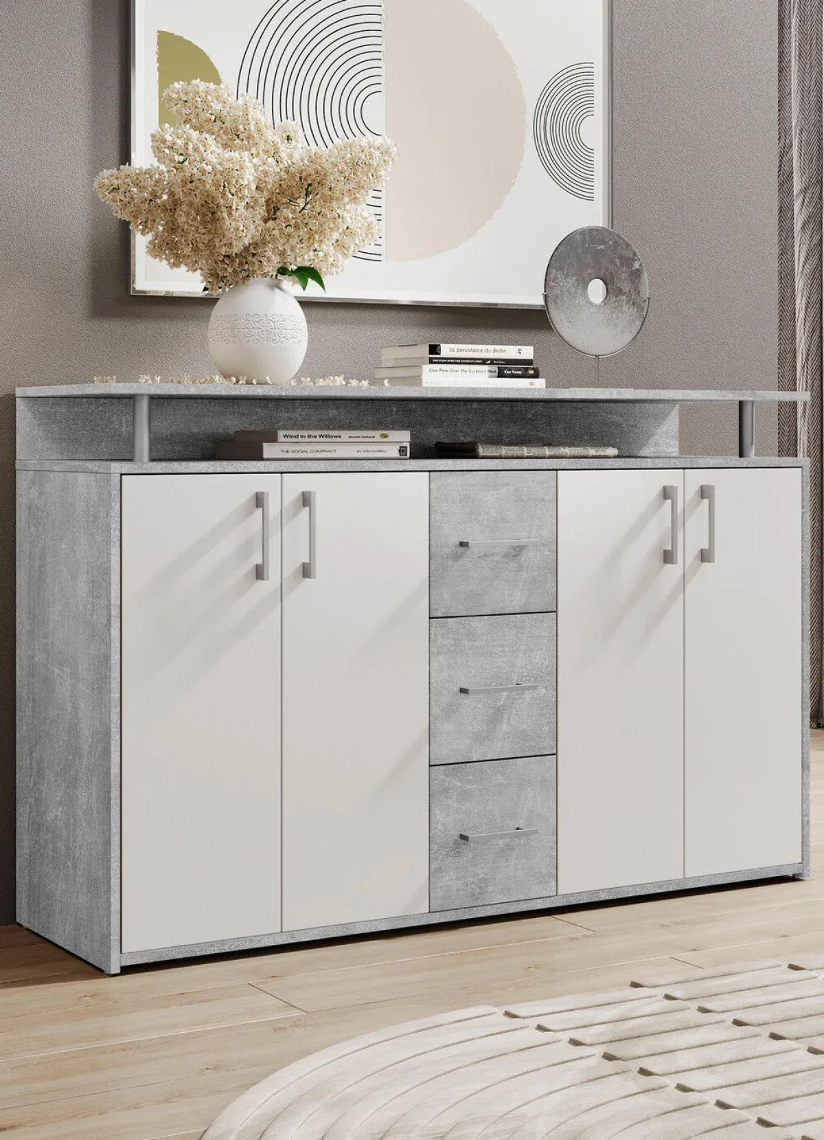 Online BADER Stylisches Highboard BETON-WEISS