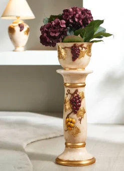 New BADER Säule mit Übertopf mit Blattgoldauflage CREME