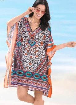 Hot SUNFLAIR Tunika mit platziertem Druckdessin, leicht transparent MULTICOLOR