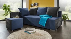 Best BADER Superkomfortable Polsterecke mit Hocker ANTHRAZIT-BLAU