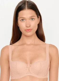 Discount SUSA Dirndl-BH mit floraler Elastikspitze im Vorderteil BEIGE